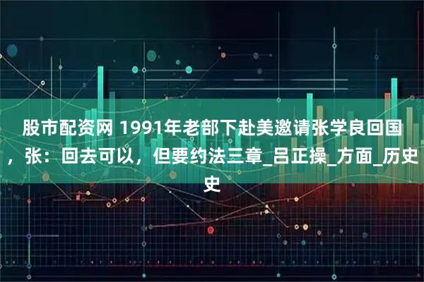股市配资网 1991年老部下赴美邀请张学良回国，张：回去可以，但要约法三章_吕正操_方面_历史